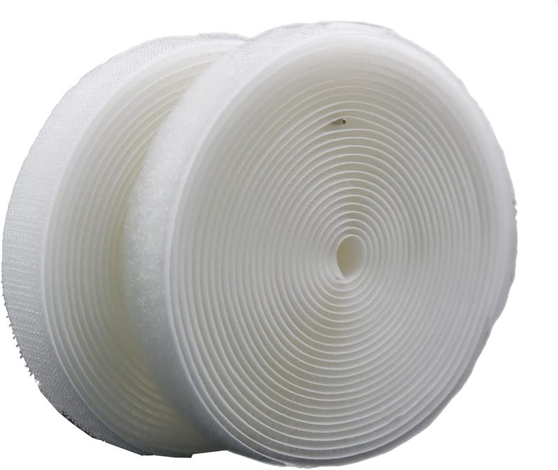 IHKFILAN 5 Yards Sew On Hook and Loop Tape Fastening Nylon Fabric Tape with Non-Adhesive for DIY Craft Interlocking Tape Sewing Fasteners (3/4''Wide, 5 Yard Hook + 5 Yard Loop) for Roll,White - Image 1